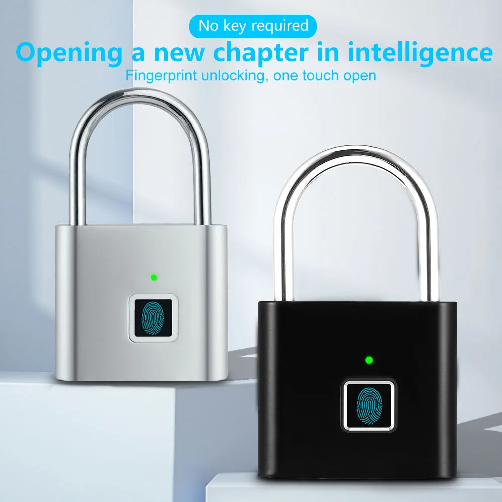 Smart Fingerprint Padlock Outdoor Security Protection Metal Rainproof Keyless Electronic Door Lock USB Charged Anti-Thief