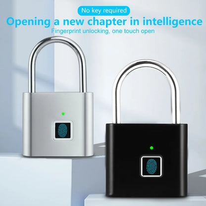 Smart Fingerprint Padlock Outdoor Security Protection Metal Rainproof Keyless Electronic Door Lock USB Charged Anti-Thief